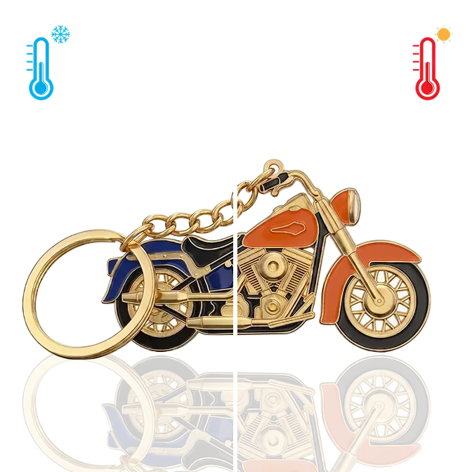 motorcycle keychain with thermochromic color