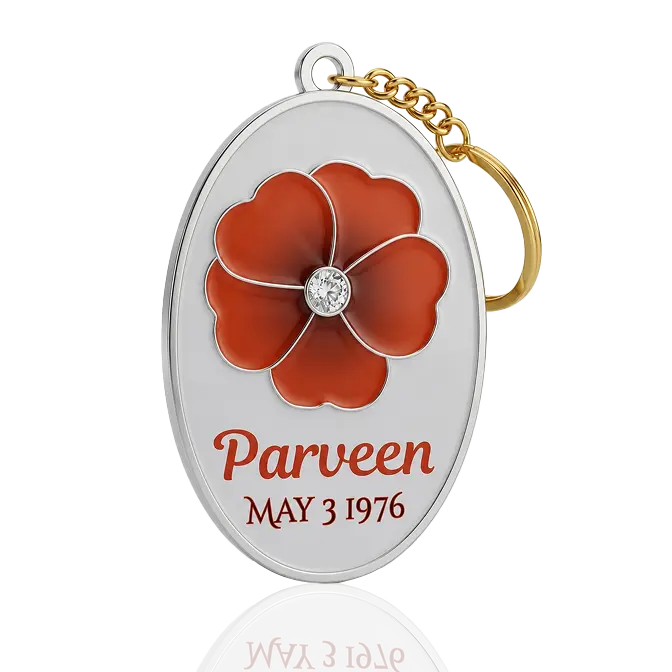 anniversary key chain with rhinestone