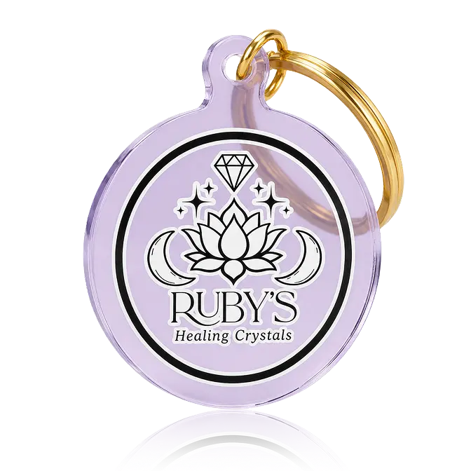 Cirlce shape keychain with purple transparent acrylic 