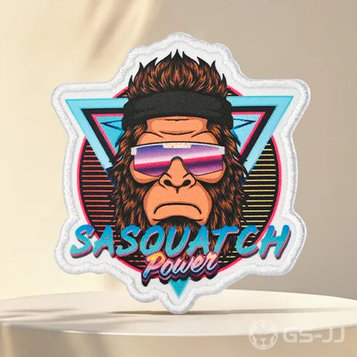 Retro Sasquatch Power Synthwave Printed Patch Retro Sasquatch Power Synthwave Printed Patch