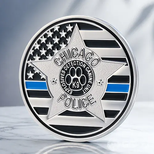 Chicago Police K9 And Vapor Wake Challenge Coin Chicago Police K9 And Vapor Wake Challenge Coin