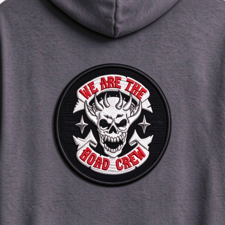 Crew Horned Skull Round Patch