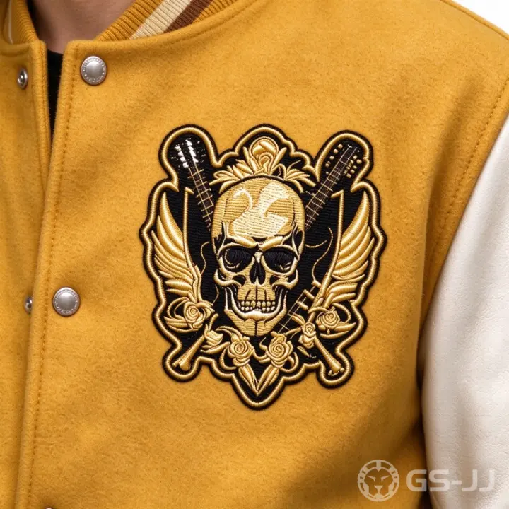 Winged Guitar Skull Varsity Patch Winged Guitar Skull Varsity Patch