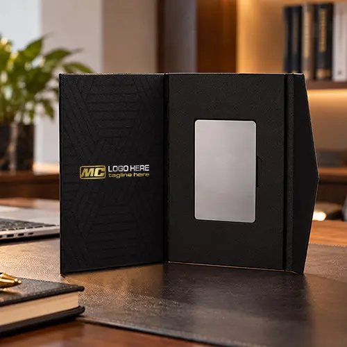 Custom Paper Card Holder with Leather Texture