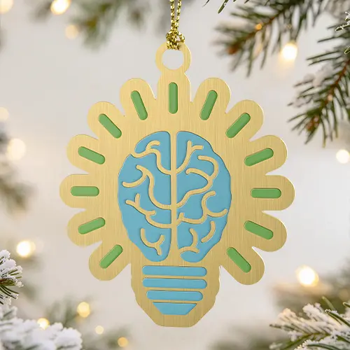 Creative Brain Light Bulb Brass Christmas Ornament Creative Brain Light Bulb Brass Christmas Ornament