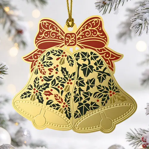 Double Christmas Bells Brass Ornament Double Christmas Bells Brass Ornament