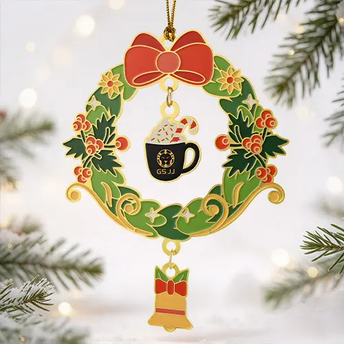 Christmas Wreath Ornament with Cocoa Mug