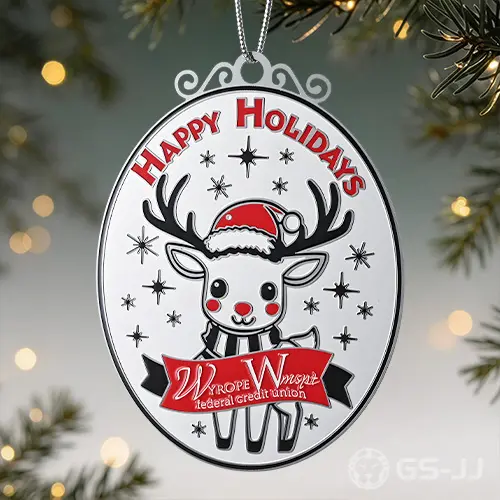 Cute Reindeer Happy Holidays Stainless Steel Ornament Cute Reindeer Happy Holidays Stainless Steel Ornament